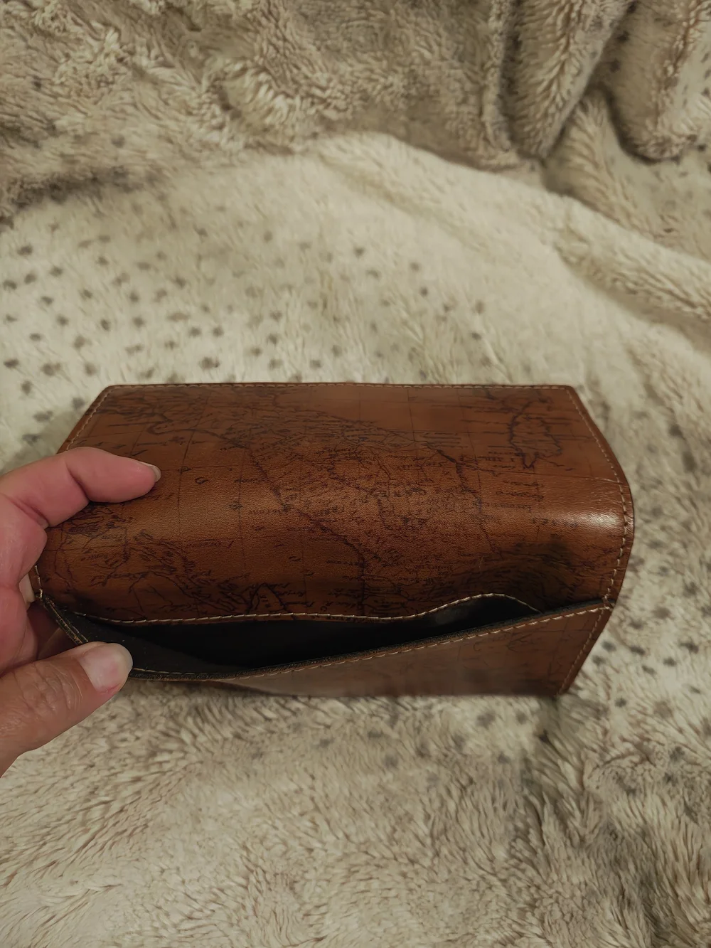 Patricia Nash Tan Map-Print Leather Wallet